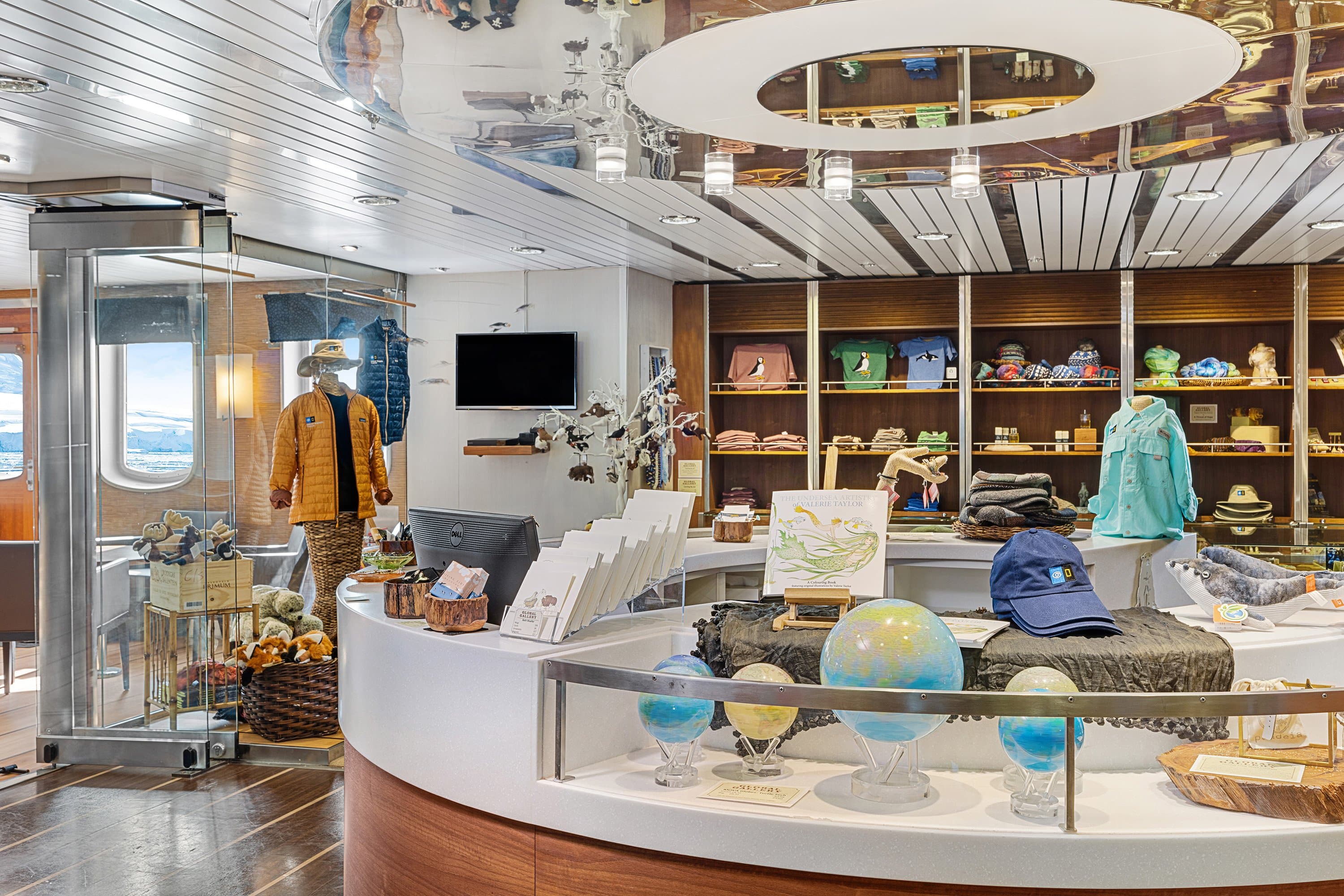 Global gallery on the ship National Geographic Explorer.